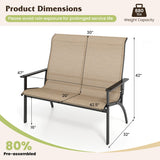 2-Person Patio Garden Bench with High Back and Armrests-Coffee