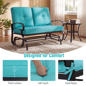 2 Seats Outdoor Swing Glider Chair with Comfortable Cushions-Pantone Green