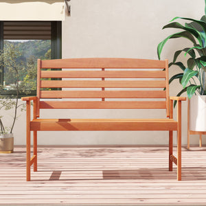 2-Person Wooden Garden Bench with Slatted Backrest and Comfortable Armrests