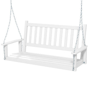 2-Person Wooden Outdoor Porch Swing with 500 lbs Weight Capacity-White