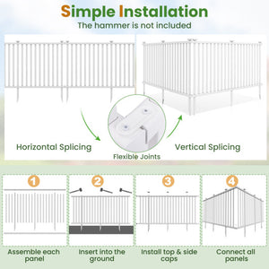 2 Piece 80 x 51 Inch Vinyl Picket Fence for Garden-White