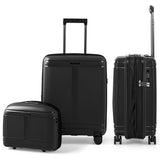 2-Piece Luggage Set 20 Inch Carry-on Suitcase and 14 Inch Cosmetic Case-Black