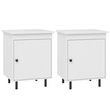 Nightstand Mid Century End Tables with Door-Set of 2