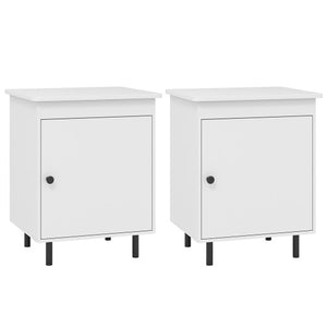 Nightstand Mid Century End Tables with Door-Set of 2