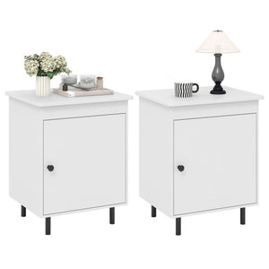 Nightstand Mid Century End Tables with Door-Set of 2