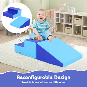 2-Piece Step and Slide Climber for Infants and Toddlers Baby Soft Play Set-Blue