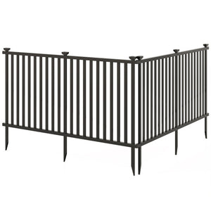 2 Piece 80 x 51 Inch Vinyl Picket Fence for Garden-Black