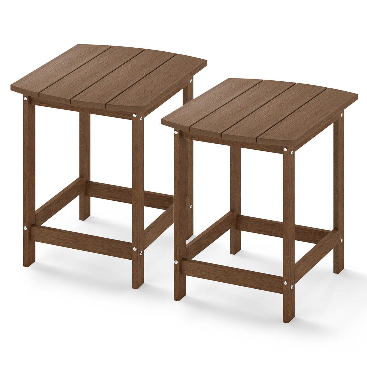 2-Pieces18 Inches Adirondack Outdoor Side Table for Patio and Garden-Coffee