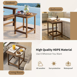 2-Pieces18 Inches Adirondack Outdoor Side Table for Patio and Garden-Coffee