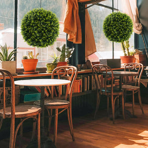 2 Pieces 18/22 Inches Indoor Outdoor Faux Decorative Balls for Patio Garden Front Door Balcony and Backyard-M