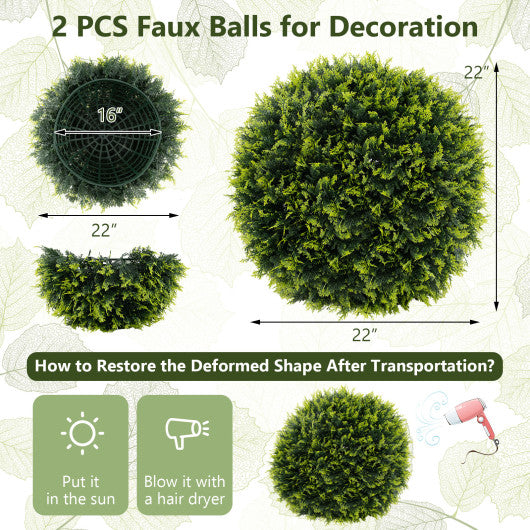 2 Pieces 18/22 Inches Indoor Outdoor Faux Decorative Balls for Patio Garden Front Door Balcony and Backyard-M