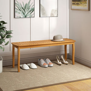 Acacia Wood Outdoor 48" Long Patio Dining Bench-2 Pieces