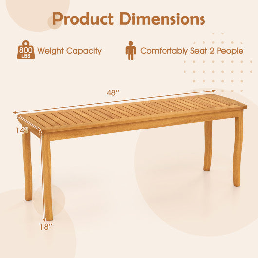 Acacia Wood Outdoor 48" Long Patio Dining Bench-2 Pieces