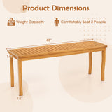 Acacia Wood Outdoor 48" Long Patio Dining Bench-2 Pieces