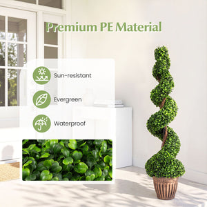 2 Pieces 4 Feet Artificial DÃ©cor Green Boxwood Spiral Tree Set