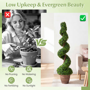 2 Pieces 4 Feet Artificial DÃ©cor Green Boxwood Spiral Tree Set