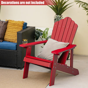 2 Pieces Adirondack Chair Set with Ergonomic Design for Porch and Backyard-Red