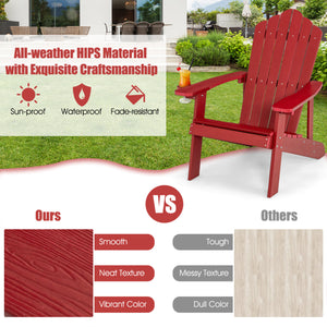 2 Pieces Adirondack Chair Set with Ergonomic Design for Porch and Backyard-Red