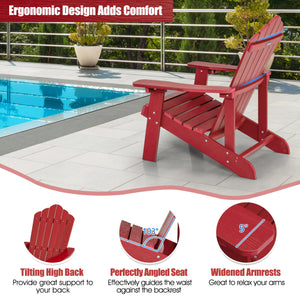 2 Pieces Adirondack Chair Set with Ergonomic Design for Porch and Backyard-Red