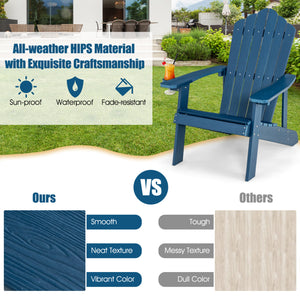 2 Pieces Adirondack Chair Set with Ergonomic Design for Porch and Backyard-Navy