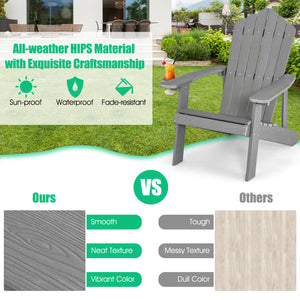 2 Pieces Adirondack Chair Set with Ergonomic Design for Porch and Backyard-Silver
