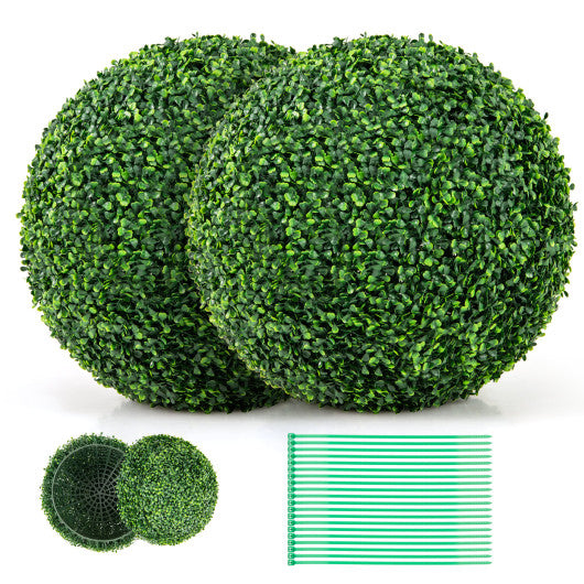 2 Pieces 16"/20" Artificial Plant Boxwood Topiary Ball for Patio Garden Front Door Balcony Backyard-M