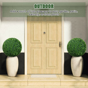 2 Pieces 16"/20" Artificial Plant Boxwood Topiary Ball for Patio Garden Front Door Balcony Backyard-M