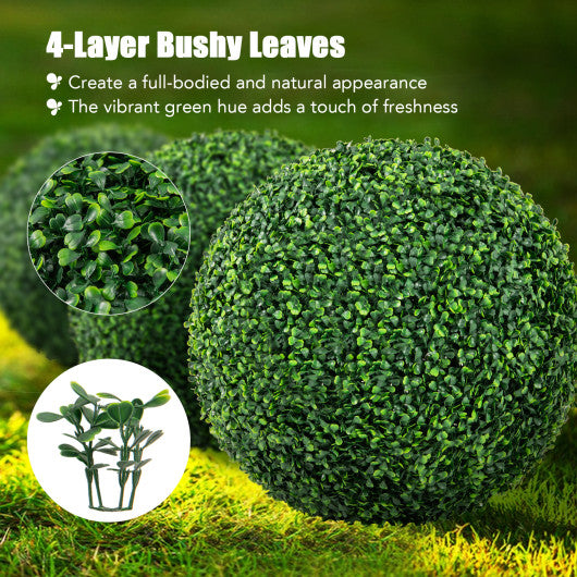 2 Pieces 16"/20" Artificial Plant Boxwood Topiary Ball for Patio Garden Front Door Balcony Backyard-M