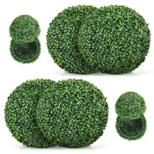 2 Pieces 16/20 Inches Artificial Plant Boxwood Topiary Ball for Patio Garden Front Door Balcony Backyard-S