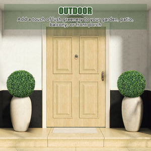 2 Pieces 16/20 Inches Artificial Plant Boxwood Topiary Ball for Patio Garden Front Door Balcony Backyard-S