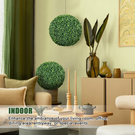 2 Pieces 16/20 Inches Artificial Plant Boxwood Topiary Ball for Patio Garden Front Door Balcony Backyard-S