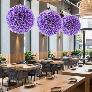 2 Pieces Artificial Plant Topiary Balls Faux Boxwood Decorative Balls-Purple