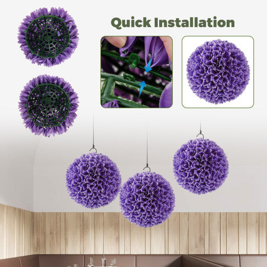 2 Pieces Artificial Plant Topiary Balls Faux Boxwood Decorative Balls-Purple