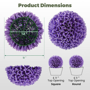2 Pieces Artificial Plant Topiary Balls Faux Boxwood Decorative Balls-Purple