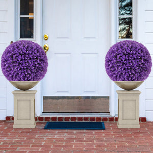 17.5 Inch 2 Pack Faux Eucalyptus Decorative Balls with 7 Layers Leaves-Purple
