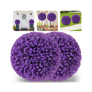 17.5 Inch 2 Pack Faux Eucalyptus Decorative Balls with 7 Layers Leaves-Purple