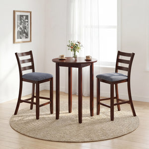 2 Pieces Counter Height Chairs with Fabric Seat and Rubber Wood Legs