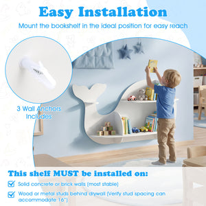 Floating Dolphin Shelves Wall Mounted Storage Display Rack-White