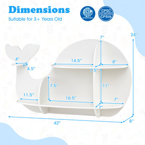 Floating Dolphin Shelves Wall Mounted Storage Display Rack-White