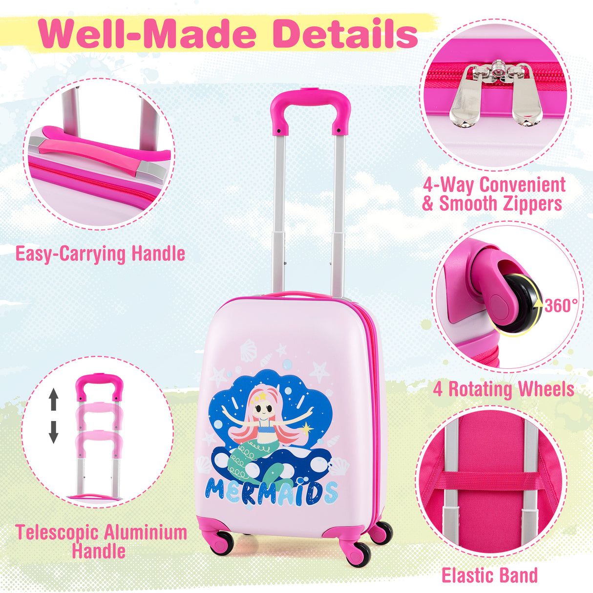 2 Pieces Kids Carry-on Luggage Set with 12 Inch Backpack-Navy