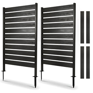 2 Pieces Outdoor Privacy Screen Fence for Backyard Pool Lawn-Black
