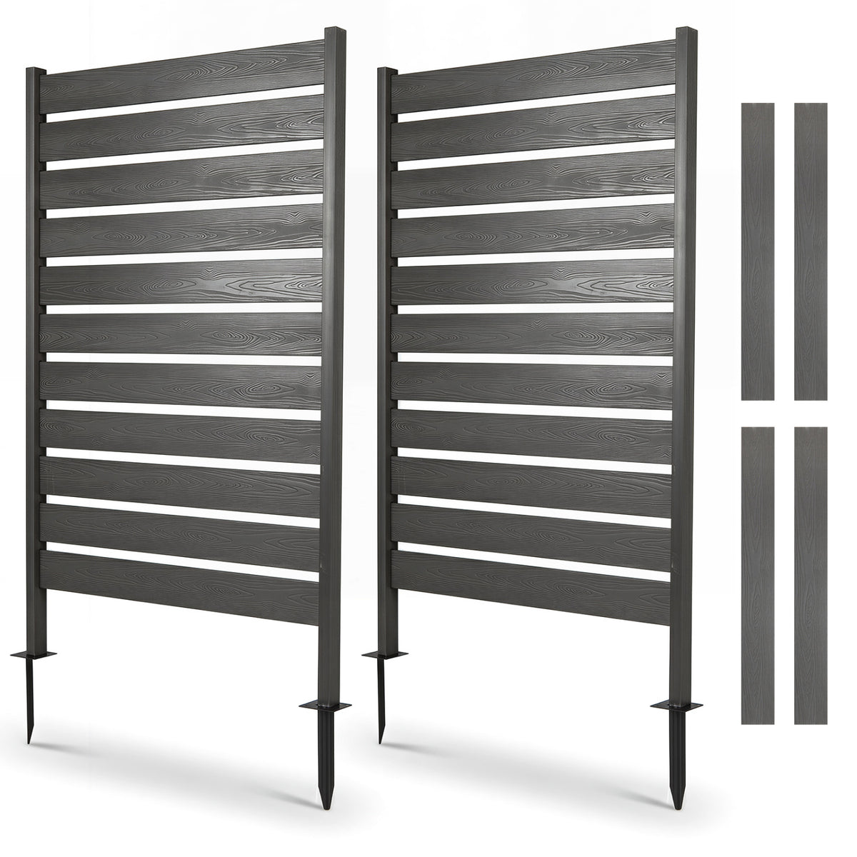 2 Pieces Outdoor Privacy Screen Fence for Backyard Pool Lawn-Gray