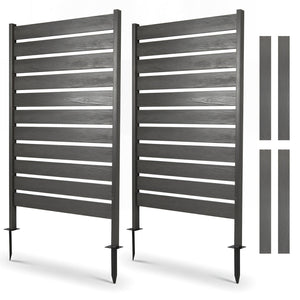 2 Pieces Outdoor Privacy Screen Fence for Backyard Pool Lawn-Gray