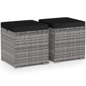 2 Pieces Patio Ottoman with Hidden Storage Space-Mix Grey-black