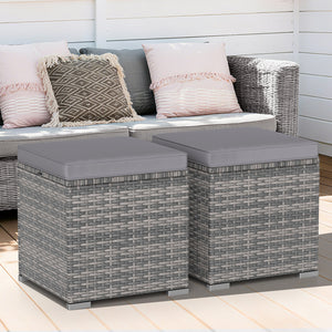 2 Pieces Patio Ottoman with Hidden Storage Space-Mix Grey-grey