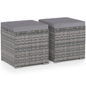 2 Pieces Patio Ottoman with Hidden Storage Space-Mix Grey-grey