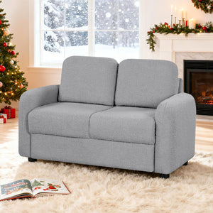 2-Seat Kids Sofa Toddler Sofa Couch with Soft Teddy Fleece Upholstery and Solid Wooden Frame-Gray