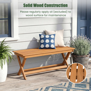 2-Seat Wooden Garden Patio Bench with X-Shaped Legs-1 Piece