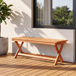 2-Seat Wooden Garden Patio Bench with X-Shaped Legs-1 Piece