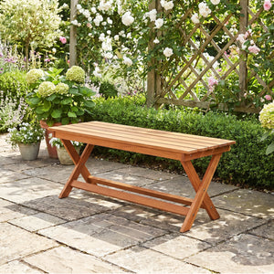 2-Seat Wooden Garden Patio Bench with X-Shaped Legs-1 Piece
